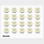 Sticker Rond Enveloppe de mariage fleurie jaune de lavande Fave (Feuille)