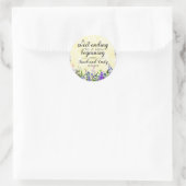 Sticker Rond Enveloppe de mariage fleurie jaune de lavande Fave (Sac)