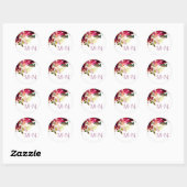 Sticker Rond Enveloppe de mariage Floral Bourgogne 3979 (Feuille)