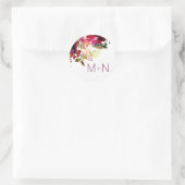 Sticker Rond Enveloppe de mariage Floral Bourgogne 3979 (Sac)