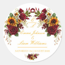 Enveloppe de mariage floral tournesol Bourgogne