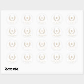 Sticker Rond Enveloppe de monogramme Mariage de couronne Laurel (Feuille)