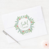 Sticker Rond Enveloppe de Noël Sceau, verdure et baies (Enveloppe)