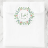 Sticker Rond Enveloppe de Noël Sceau, verdure et baies (Sac)