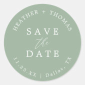 Sticker Rond Enveloppe de sauvegarde de mariage vert sauge (Devant)