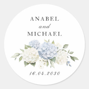 Sticker Rond Enveloppe de verdure élégante à fleurs d'hortensia