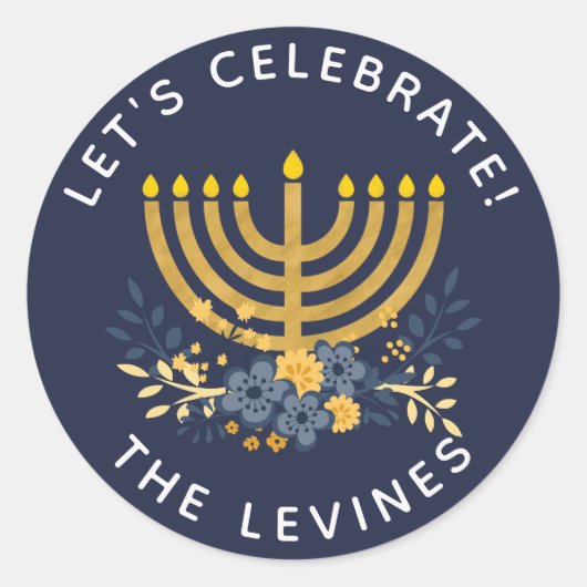 Sticker Rond Enveloppe d'invitation Sceau Menorah | Hanuakkah (Devant)