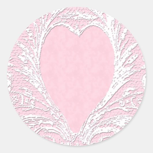 Sticker Rond enveloppe du coeur de dentelle rose (Devant)