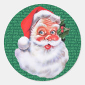 Sticker Rond Enveloppe du Père Noël avec mots de Noël (Devant)