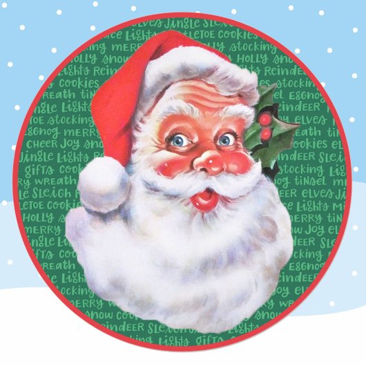Sticker Rond Enveloppe du Père Noël avec mots de Noël
