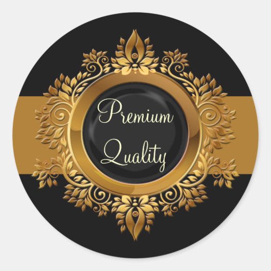 Sticker Rond enveloppe en or noir monogramme (Devant)
