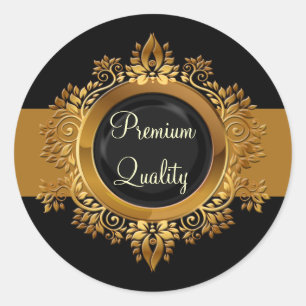 Sticker Rond enveloppe en or noir monogramme
