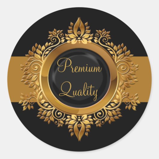 Sticker Rond enveloppe en or noir monogramme (Devant)