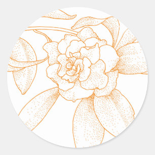 Sticker Rond Enveloppe Faire-part de mariage orange florale