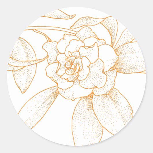 Sticker Rond Enveloppe Faire-part de mariage orange florale (Devant)