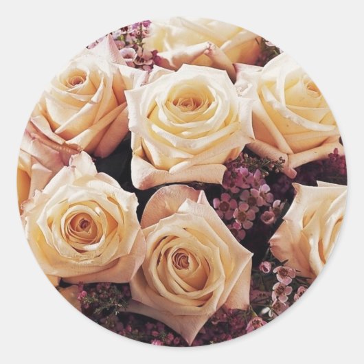 Sticker Rond Enveloppe florale blanche et violette (Devant)