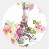 Sticker Rond Enveloppe Florale Paris Eiffel (Devant)