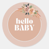 Sticker Rond Enveloppe, Hello Baby, Baby shower moderne (Devant)