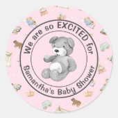 Sticker Rond Enveloppe Invitation de douche pour bébé fille (20 (Devant)