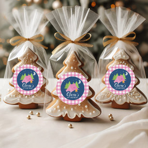 Sticker Rond Enveloppe invitation flamping sceaux plaid rose