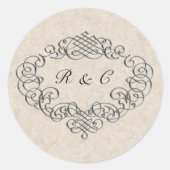 Sticker Rond Enveloppe Mariage Argent (Devant)