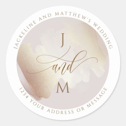 Sticker Rond Enveloppe Mariage Blush et Terracotta Sceau / Favo (Devant)