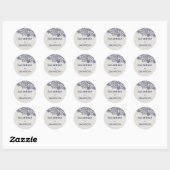 Sticker Rond Enveloppe Mariage Burlap et Navy Lace (Feuille)