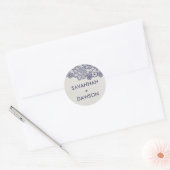 Sticker Rond Enveloppe Mariage Burlap et Navy Lace (Enveloppe)