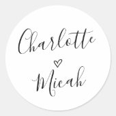 Sticker Rond Enveloppe Mariage Coeur dessinée à la main (Devant)