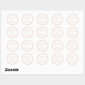 Sticker Rond Enveloppe Mariage corail/pêche avec texte personna (Feuille)