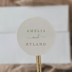 Sticker Rond Enveloppe Mariage crème et or