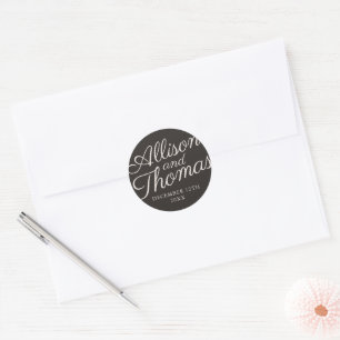 Sticker Rond Enveloppe Mariage de date de préférence de noms si
