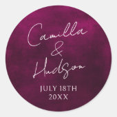 Sticker Rond Enveloppe Mariage de date de préférence de noms si (Devant)