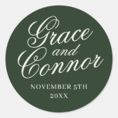Sticker Rond Enveloppe Mariage de date de préférence de noms si (Devant)