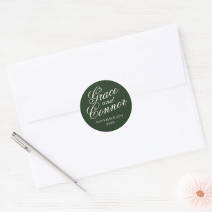 Sticker Rond Enveloppe Mariage de date de préférence de noms si