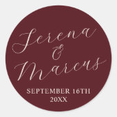 Sticker Rond Enveloppe Mariage de date de préférence de noms si (Devant)