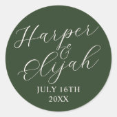 Sticker Rond Enveloppe Mariage de date de préférence de noms si (Devant)