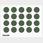 Sticker Rond Enveloppe Mariage de date de préférence de noms si (Feuille)
