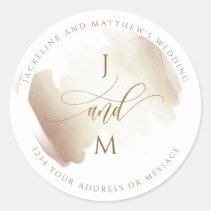 Sticker Rond Enveloppe Mariage de tons neutres de terre / Favor