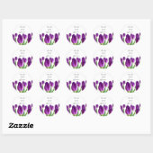 Sticker Rond Enveloppe Mariage de tulipe violette (Feuille)