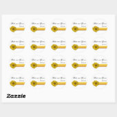 Sticker Rond Enveloppe Mariage en bande de tournesol jaune (Feuille)