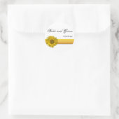 Sticker Rond Enveloppe Mariage en bande de tournesol jaune (Sac)