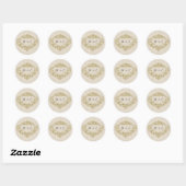 Sticker Rond Enveloppe Mariage fleurie Gold Crest (Feuille)