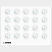 Sticker Rond Enveloppe Mariage gris et bleu sceau / Favoriser (Feuille)