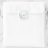 Sticker Rond Enveloppe Mariage gris et bleu sceau / Favoriser (Sac)