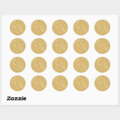 Sticker Rond Enveloppe Mariage jaune doré (Feuille)