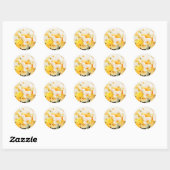 Sticker Rond Enveloppe Mariage jaune et blanc (Feuille)