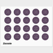 Sticker Rond Enveloppe Mariage moderne de prune violette (Feuille)