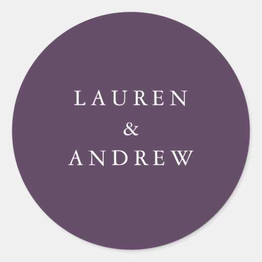 Sticker Rond Enveloppe Mariage moderne de prune violette (Devant)