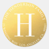 Sticker Rond Enveloppe Mariage Monogramme Or Rond (Devant)